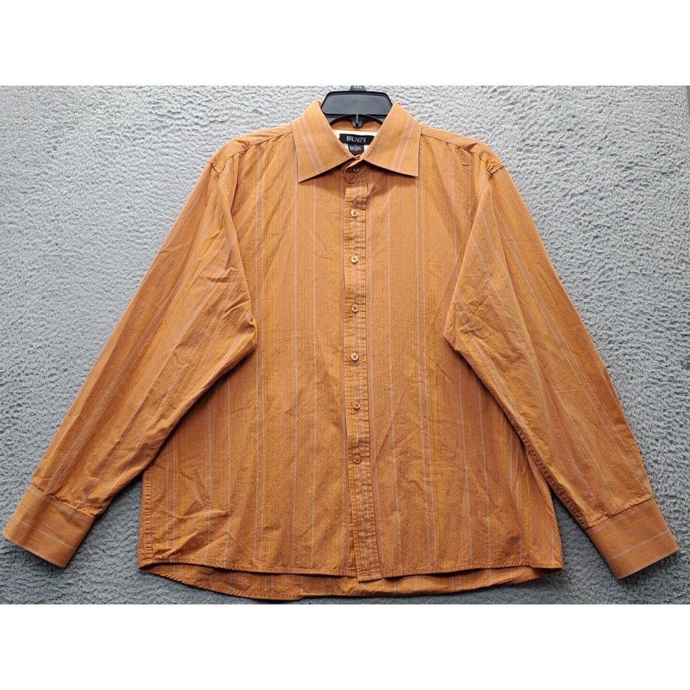 Bruno Shirt Mens Large Multi Striped Cotton Long Sleeve Collared Button Down